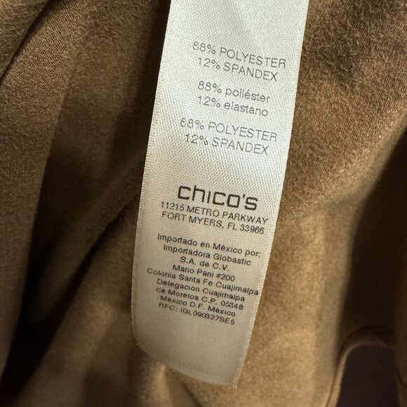 Chicos Faux Suede Blouse 1 Medium Womens Button Up Top Western Office Boho - Picture 6 of 7